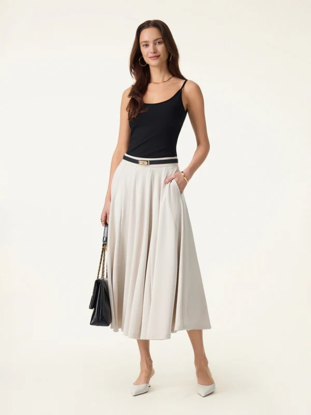 OGL Sandwashed Lyocell Blend Volume Skirt with Pockets XS petite